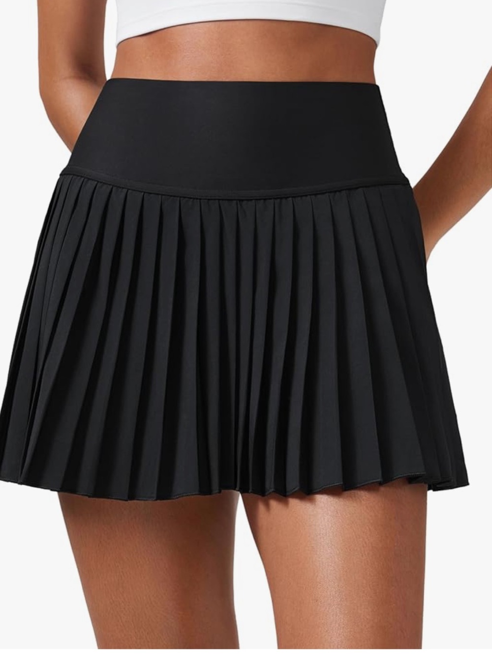 CRZ YOGA Black Pleated Athletic Skirt